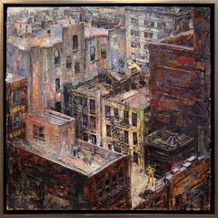 "Standing in the Catbird Seat, " Mixed Media Painting