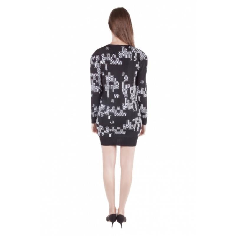 Josh Goot Monochrome Pixel Intarsia Knit Glitch Sweater Dress XS en Excelente estado para la venta en Dubai, Al Qouz 2