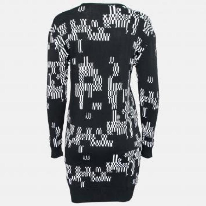Josh Goot Monochrome Pixel Intarsia Knit Glitch Sweater Dress XS en venta 3