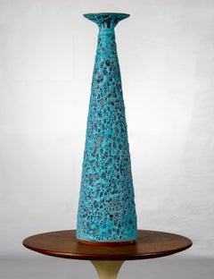 Josh Herman Trumpet Vase Blue Turquoise #1 circa 2011