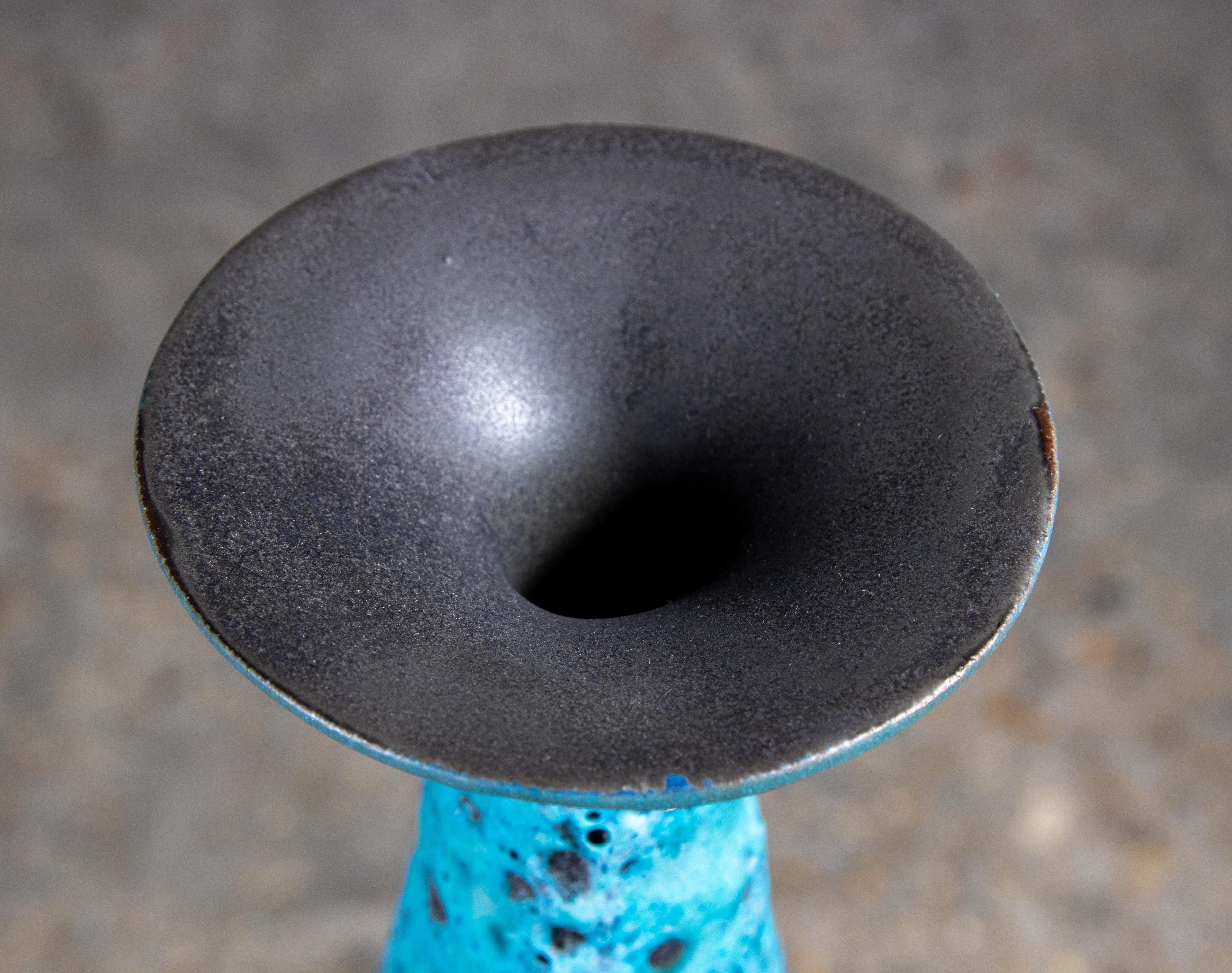 XXIe siècle et contemporain Josh Herman Vase trompette bleu turquoise #1 circa 2011 en vente