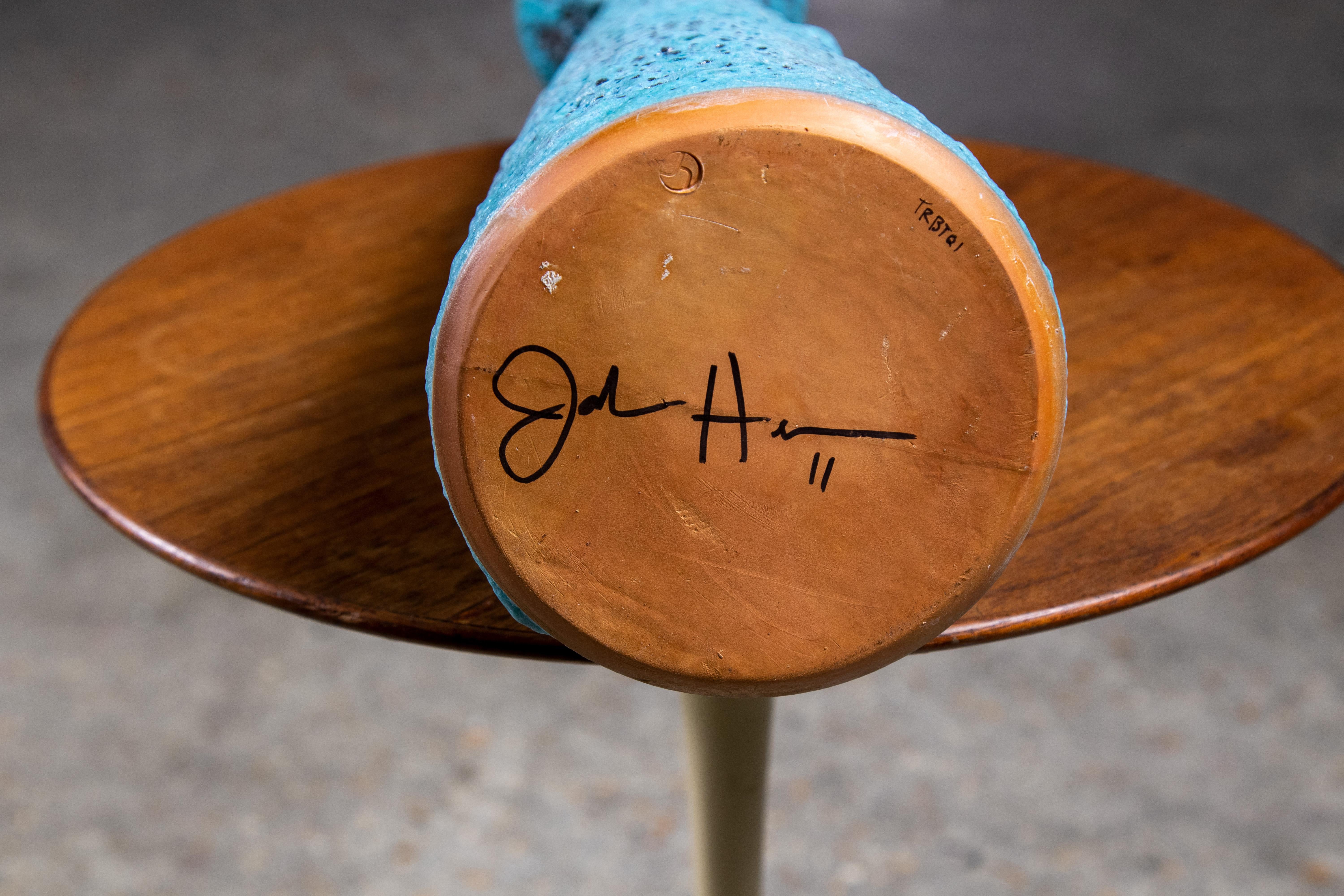 Josh Herman Vase trompette bleu turquoise #1 circa 2011 en vente 1