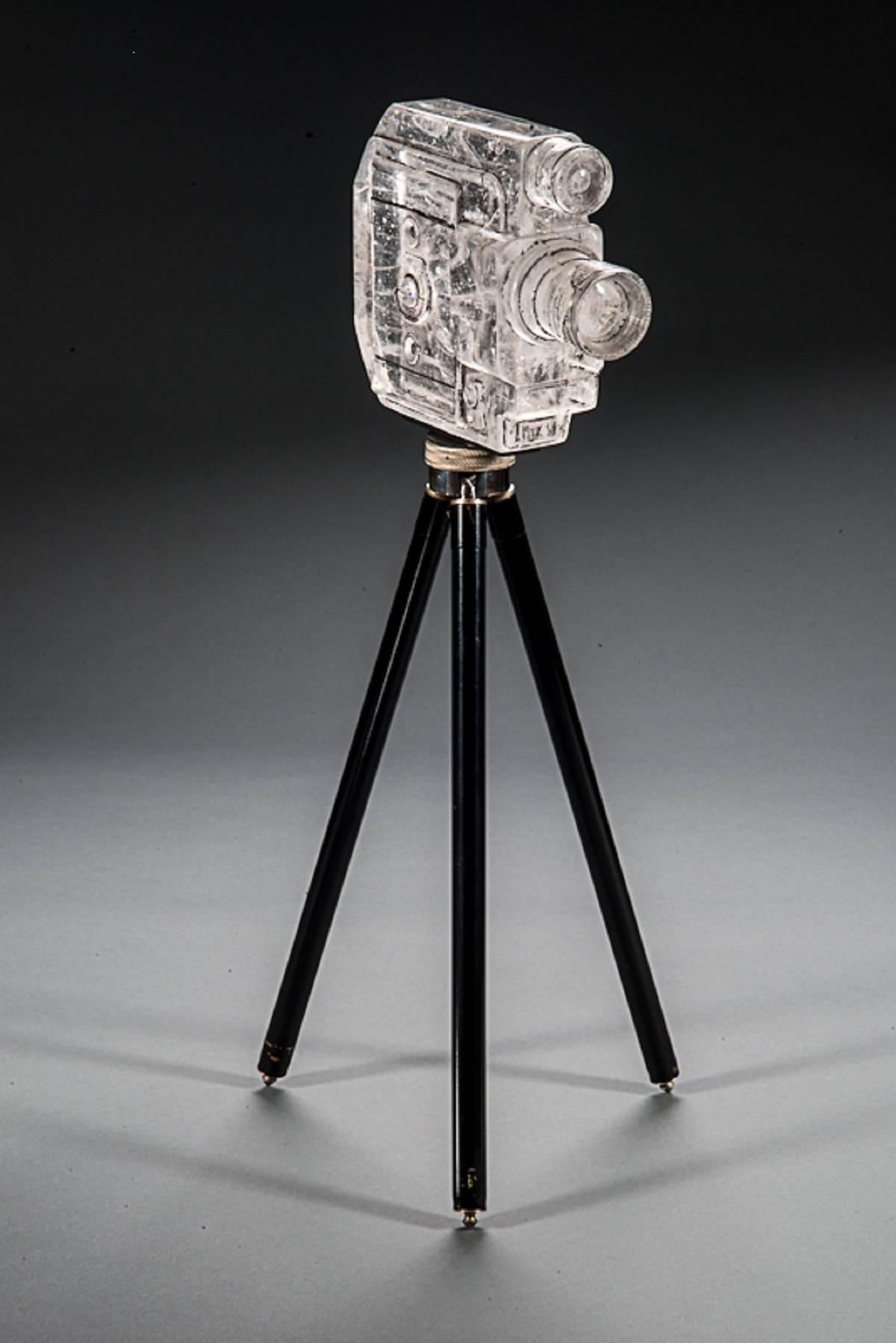 Josh Hershman Figurative Sculpture - 'Sekonic', Glass Sculpture on Antique Tripod