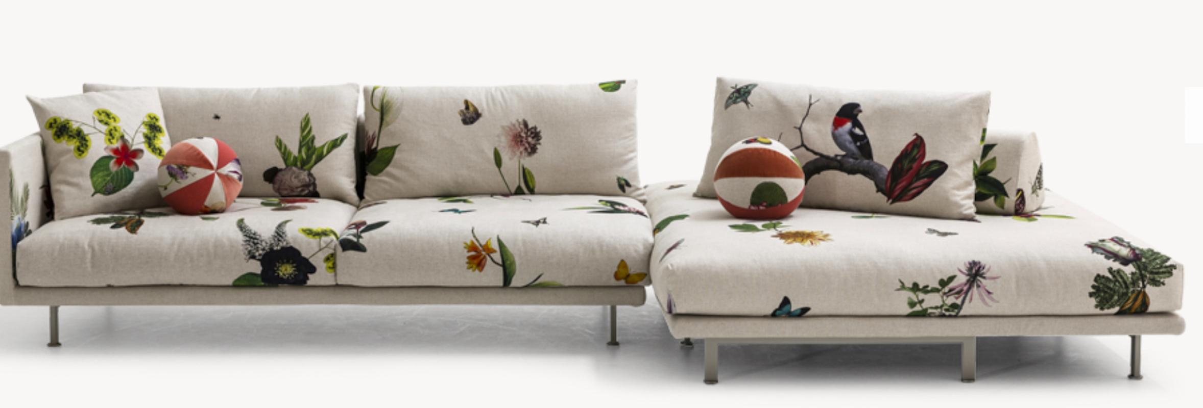 Josh Sofa by Edward Van Vliet for Moroso in Floral and Nature Patterned Fabric For Sale 3