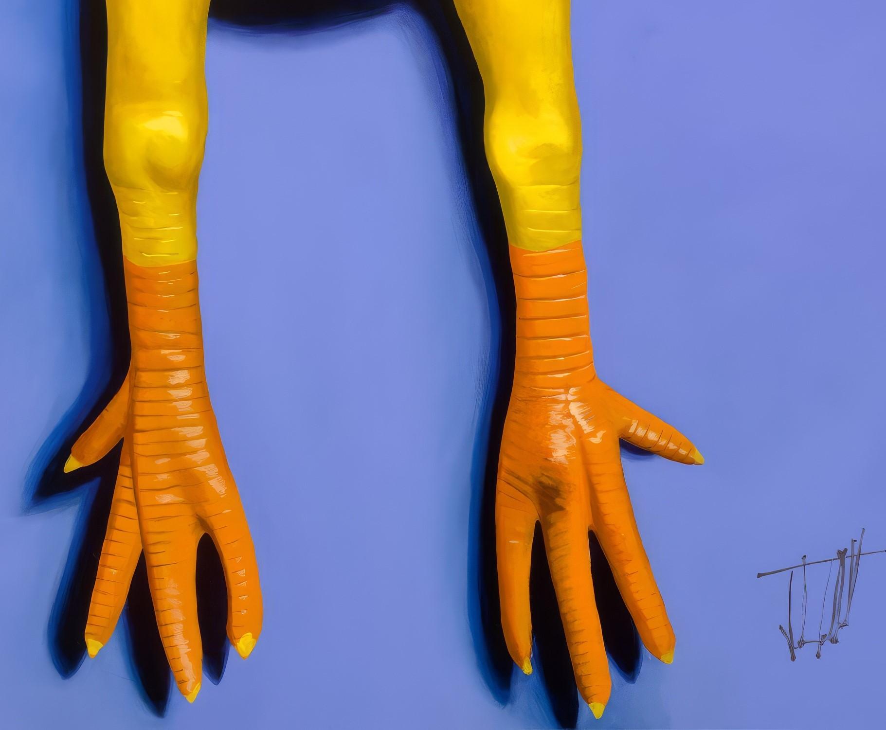 « La vie est comme un poulet en caoutchouc » de Josh Talbott, peinture acrylique en vente 3