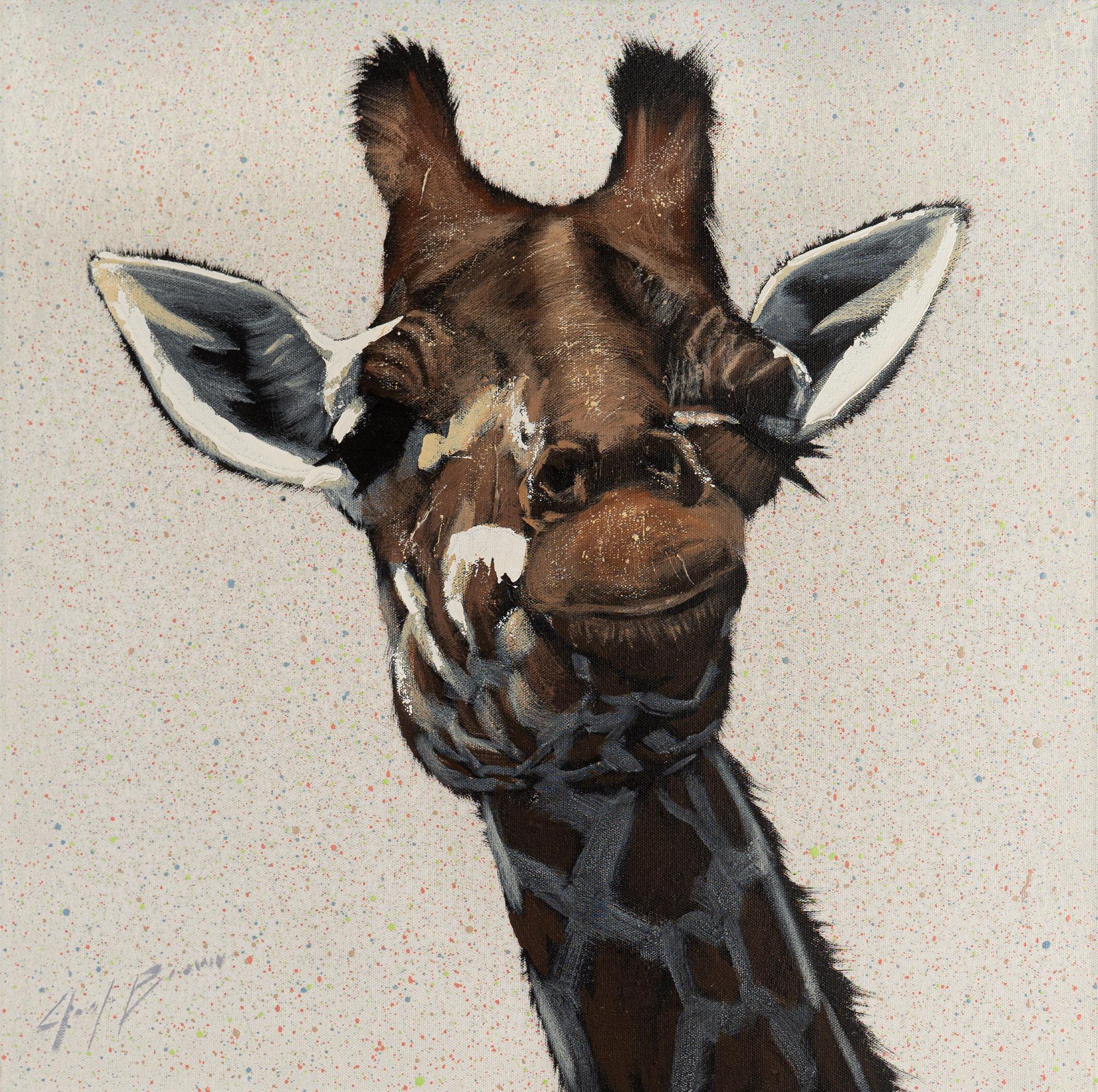 giraffe with glasses painting