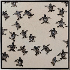 "Sea Turtles 3" Painterly Turtles on a Richly Textured Background