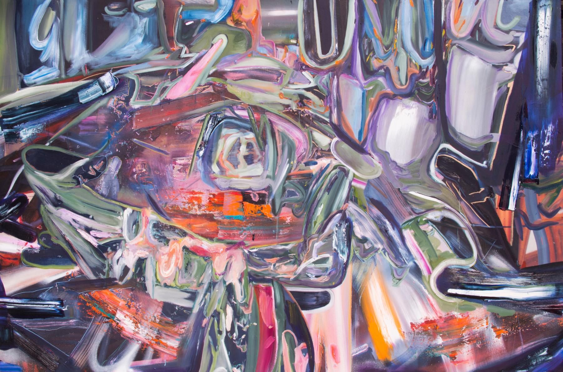 Joshua Dildine Abstract Painting – Ballett Helm, Acryl und Öl auf Leinwand Gemälde, 2022