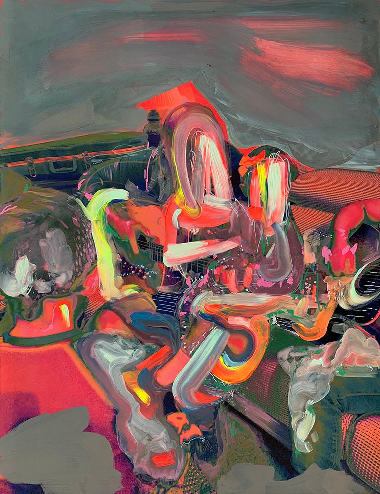 Abstract Painting di Joshua Dildine - Serenata, Pittura acrilica e penna su fotografia, 2020