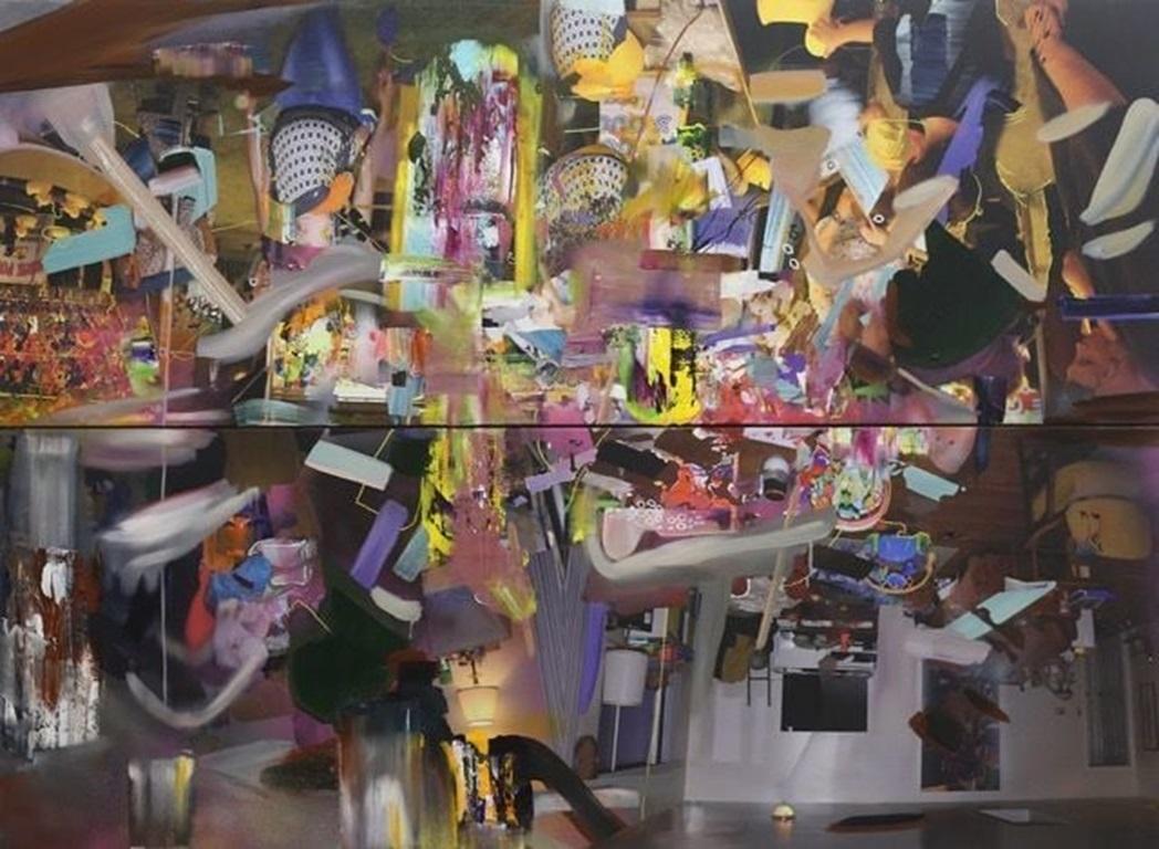 Abstract Painting di Joshua Dildine - Braccio vocale di ferro, pittura a olio e inchiostro UV su tela, 2016