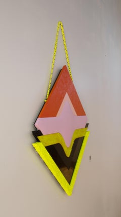 ADOPTION - Wall Hanging Sculpture, Neon Yellow, Black, Orange, Pink