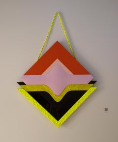 ADOPTION - Wall Hanging Sculpture, Neon Yellow, Black, Orange, Pink