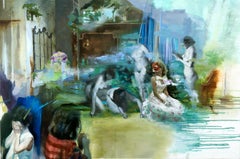 Dressing Room, surrealist genre scene oil painting, 2017