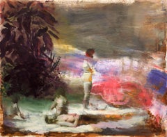 Flashback/Flashforward, vibrant surrealist figurative oil painting, 2020