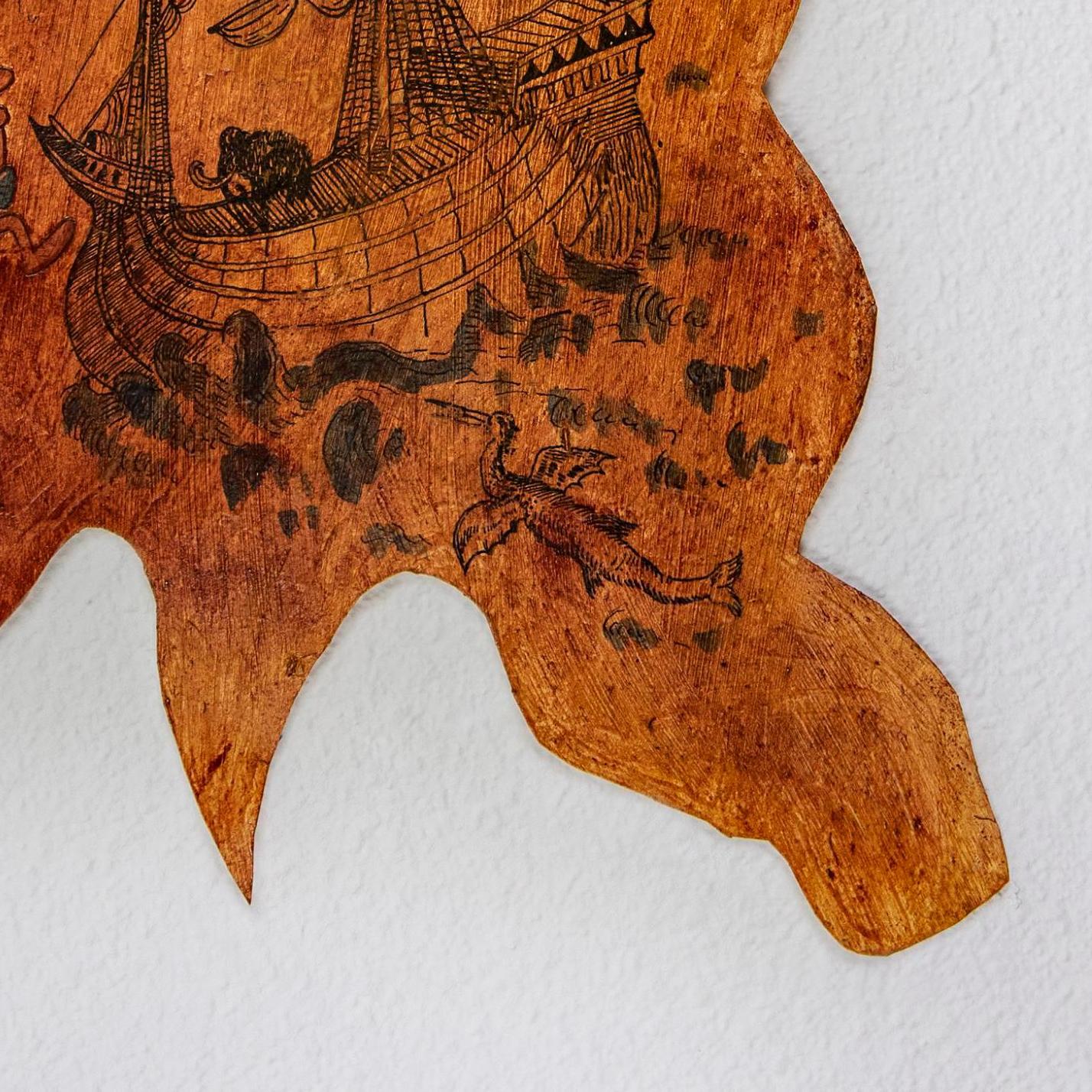Sculpture en textile peau d'animal : « Aurora-Rhome Fun Map » - Contemporain Mixed Media Art par Joshua Goode