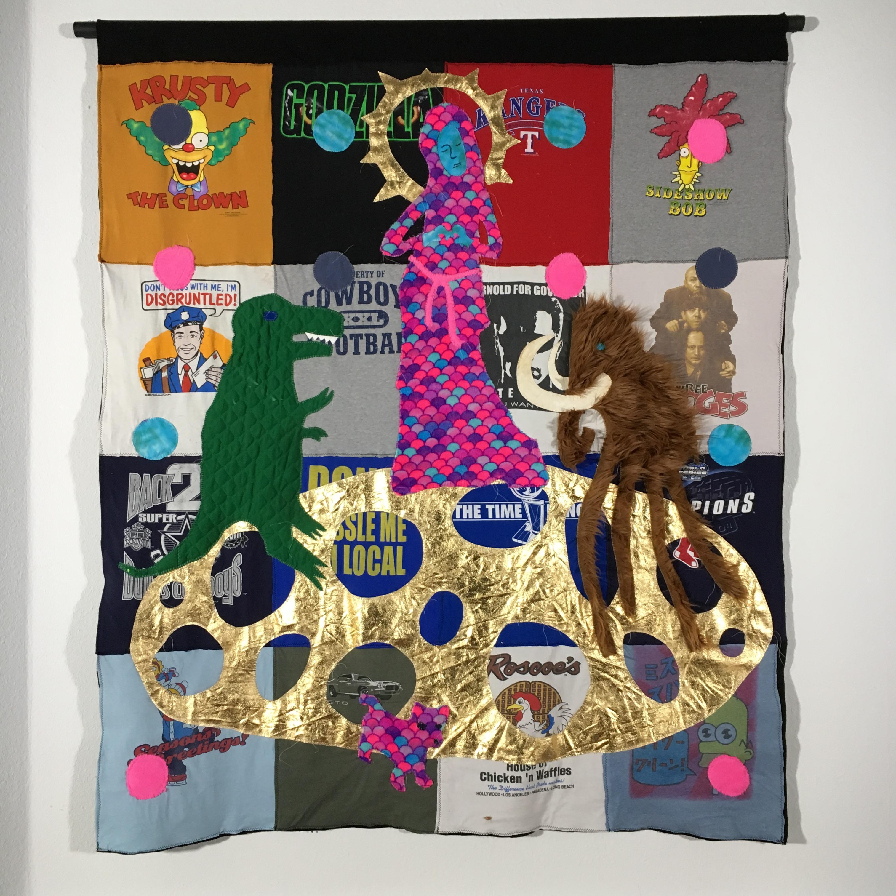 Tee Shirt, Tapestry: 'The Marriage of the Long Legged Mammoth' - Mixed Media Art by Joshua Goode