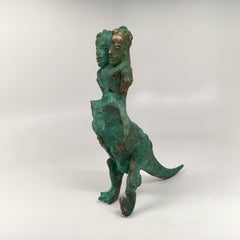Brass cast, patinead sculpture: 'Two Headed TRex'