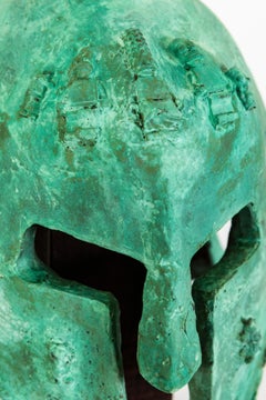 Bronze hand cast, patinaed sculpture: 'Rhoman Helmet'
