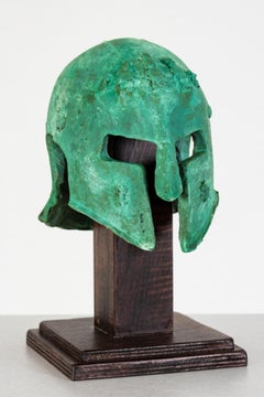 Bronze hand cast, patinaed sculpture: 'Rhoman Helmet'