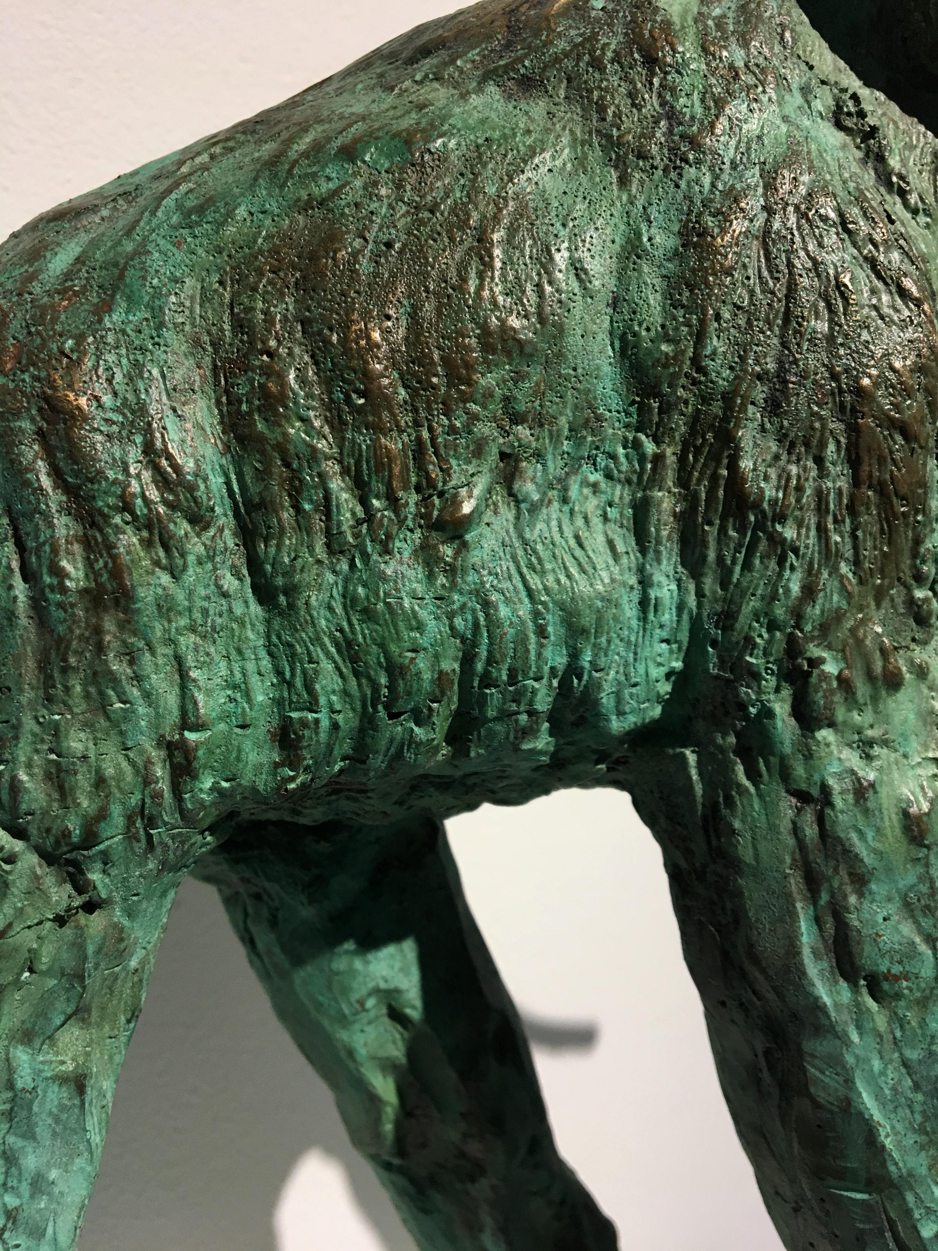 Bronze hand cast, patinaed sculpture: 'The Long Legged Mammoth' 1
