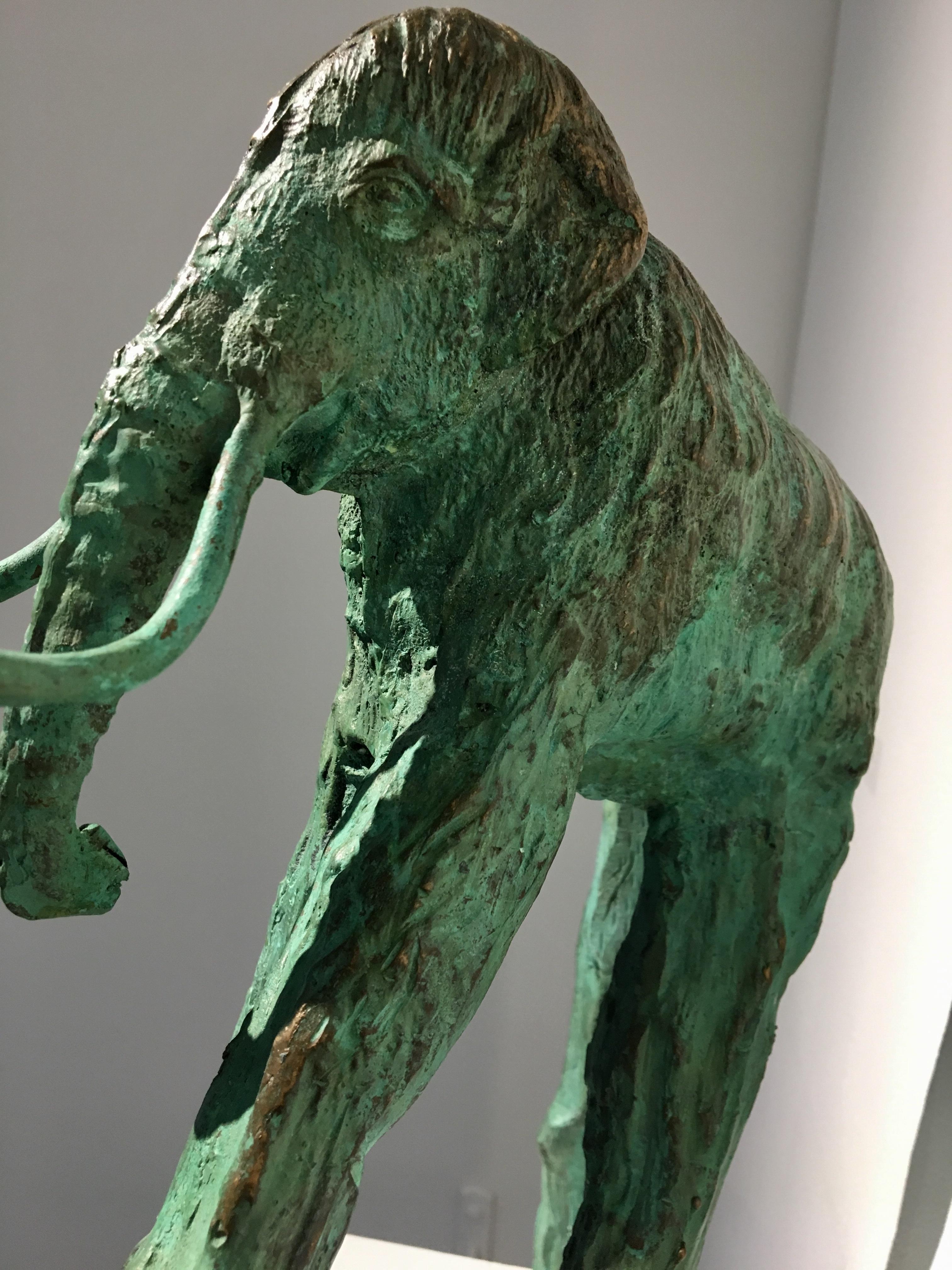Bronze hand cast, patinaed sculpture: 'The Long Legged Mammoth' 2