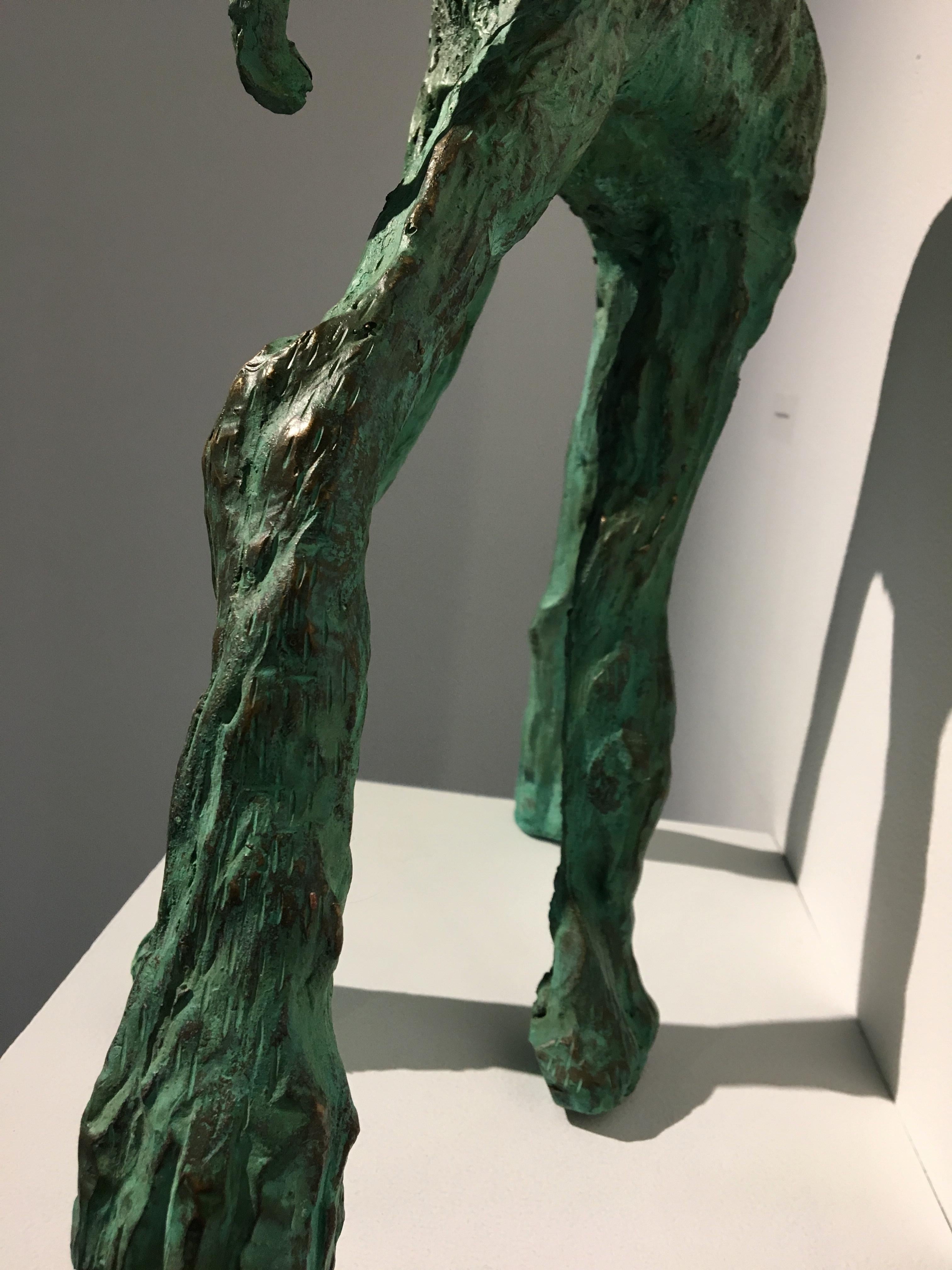 Bronze hand cast, patinaed sculpture: 'The Long Legged Mammoth' 3