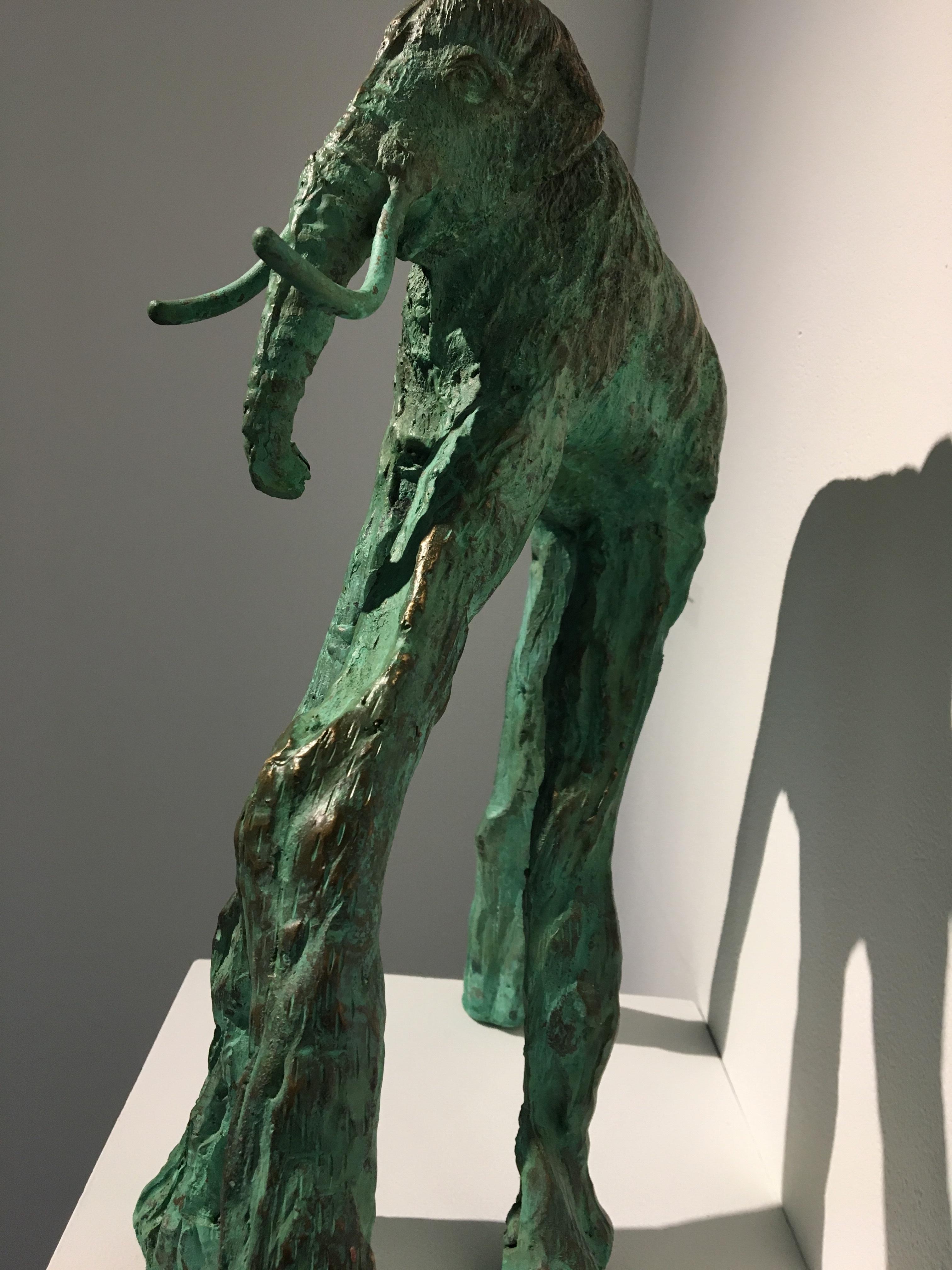 Bronze hand cast, patinaed sculpture: 'The Long Legged Mammoth' 4