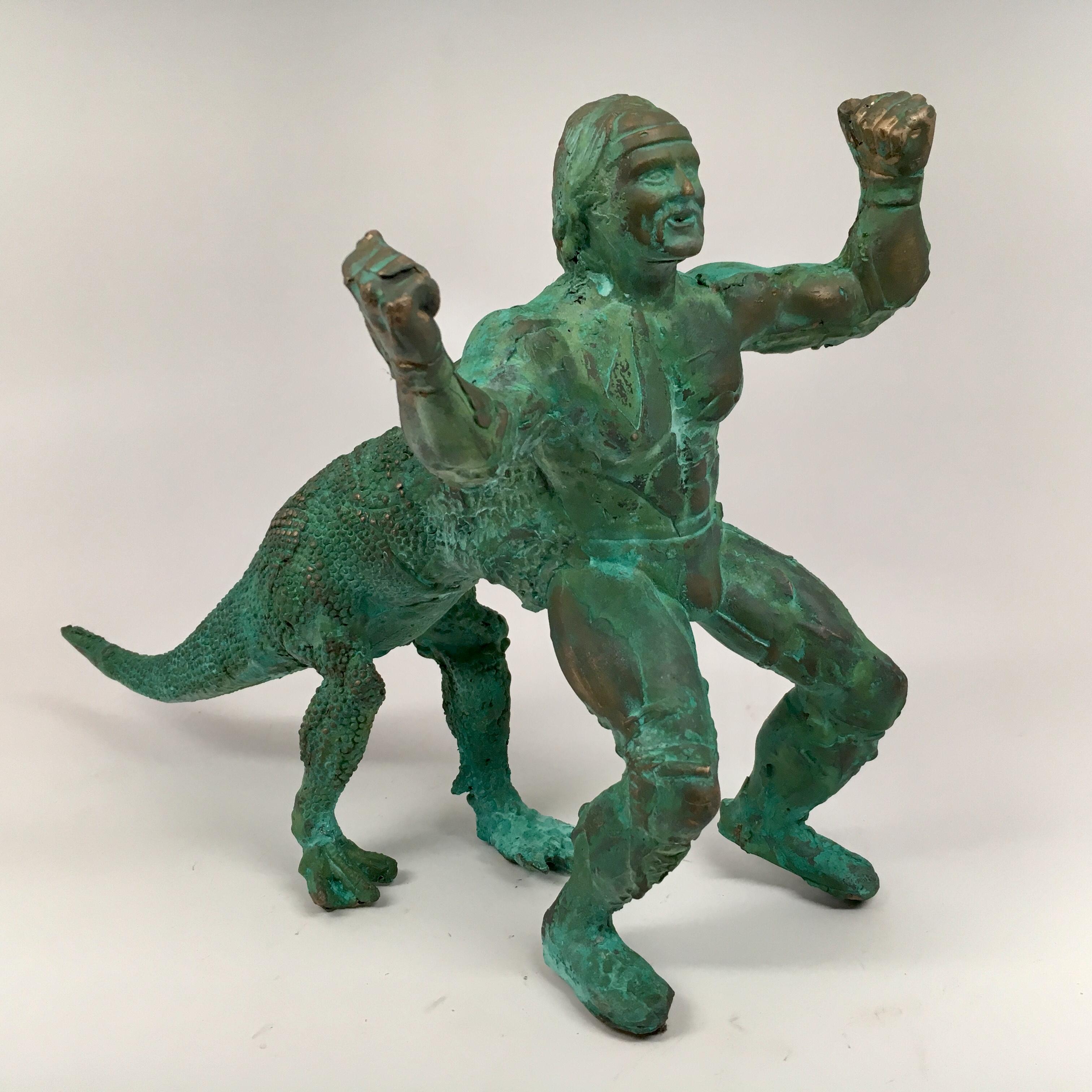 Joshua Goode Figurative Sculpture - Bronze hand cast, patinead sculpture: 'Hulktaur'