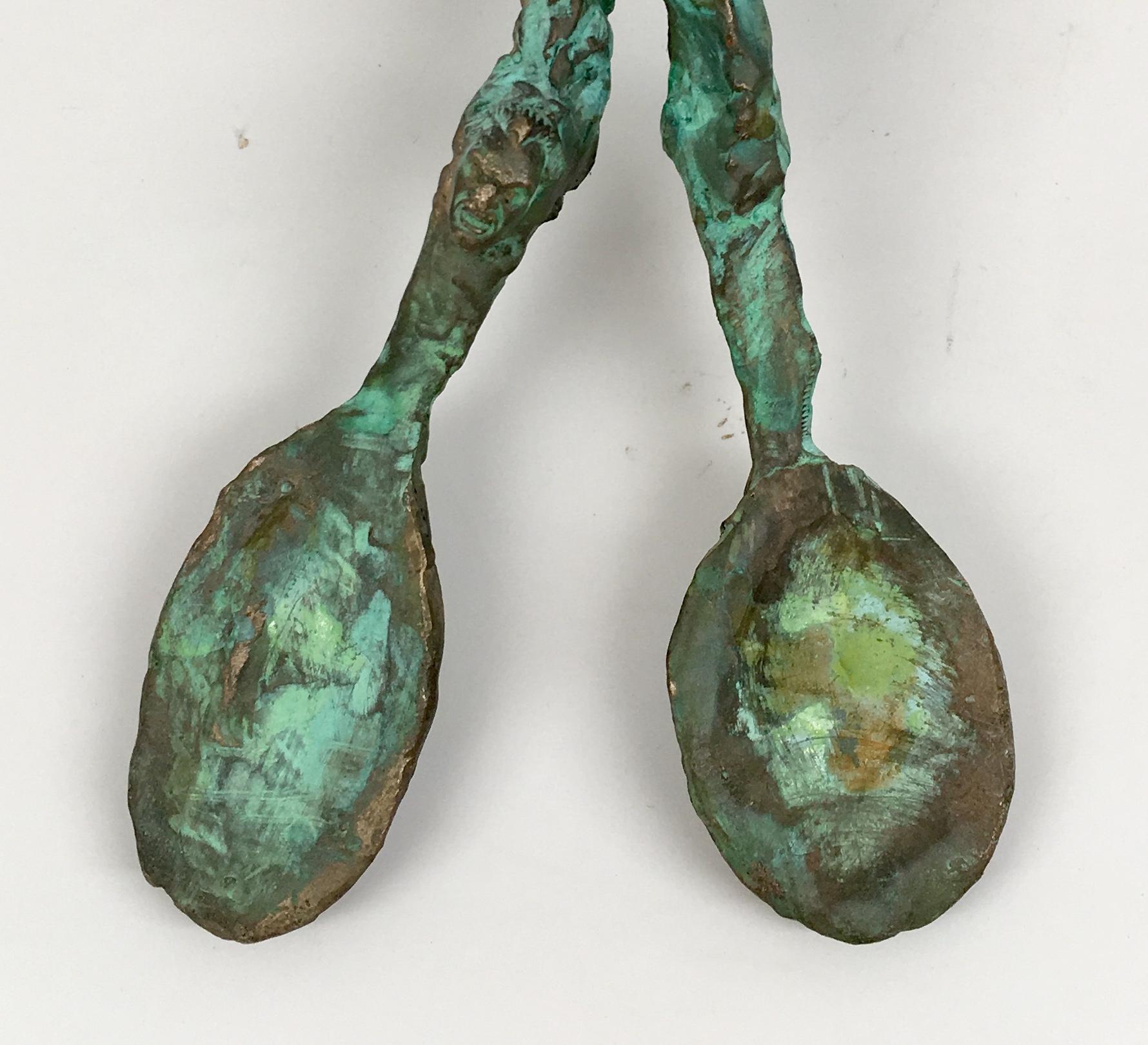 Bronze Sculpture: 'Rhoman Ceremonial Lovers’ Spoon I' - Gold Still-Life Sculpture by Joshua Goode
