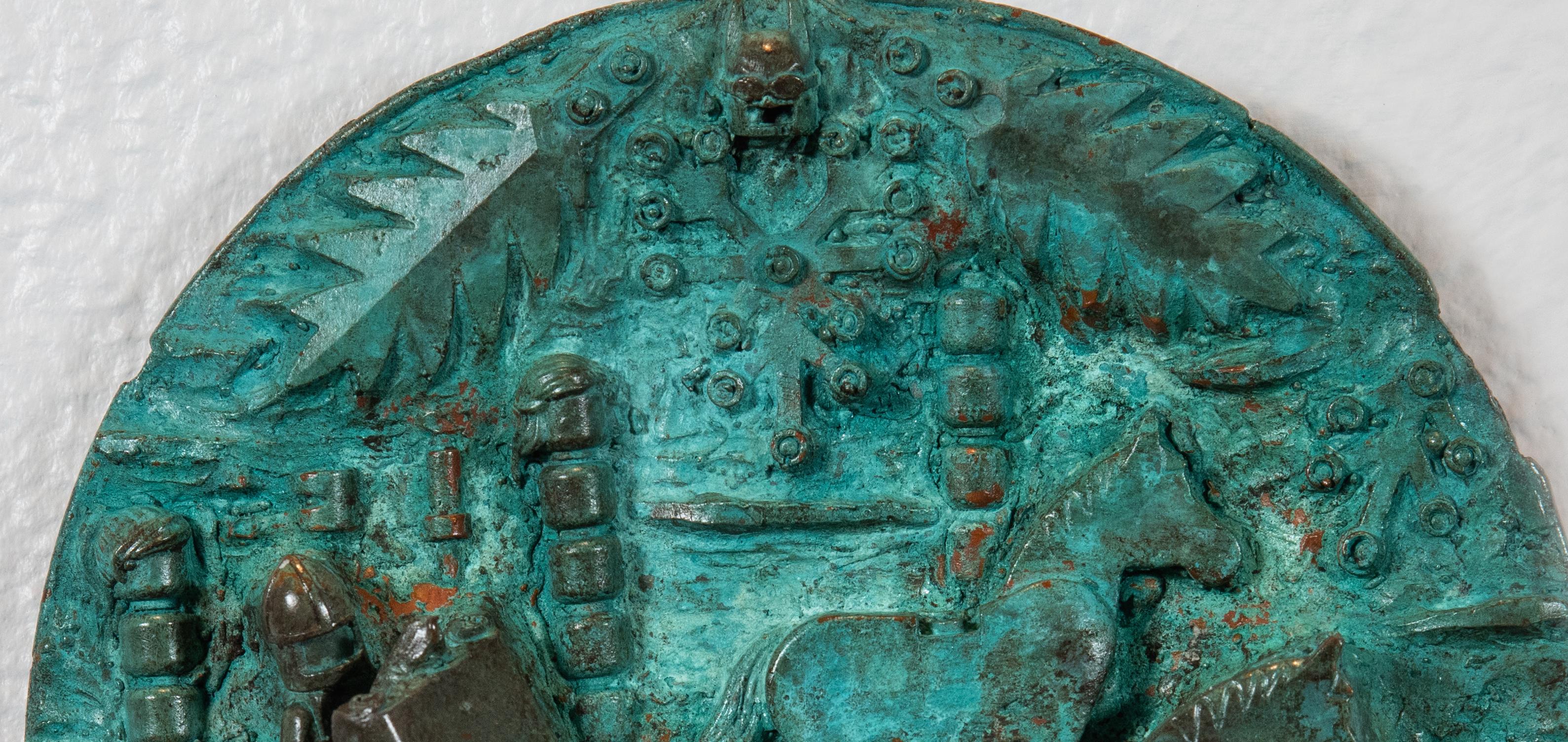 Bronzeskulptur: „Die Geburt des Einhorns TRex und der Herbst von Rhome Disc Four“ (Zeitgenössisch), Sculpture, von Joshua Goode