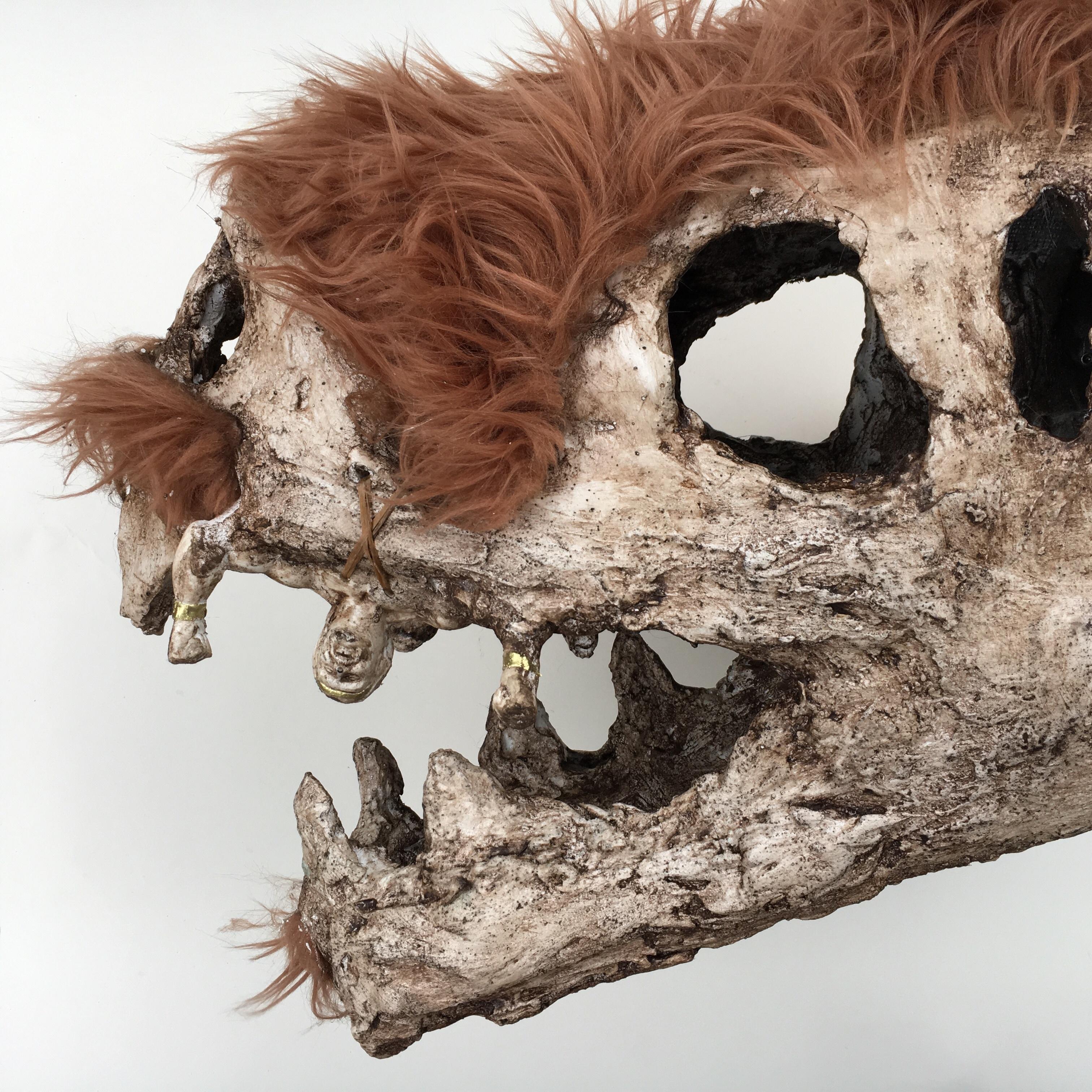 Mixed Media Sculpture: 'Woolly TRex Skull'