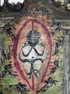 Modern Artifact Barn door with figures and animals: 'Birth of Rhomulus & Rhemus'