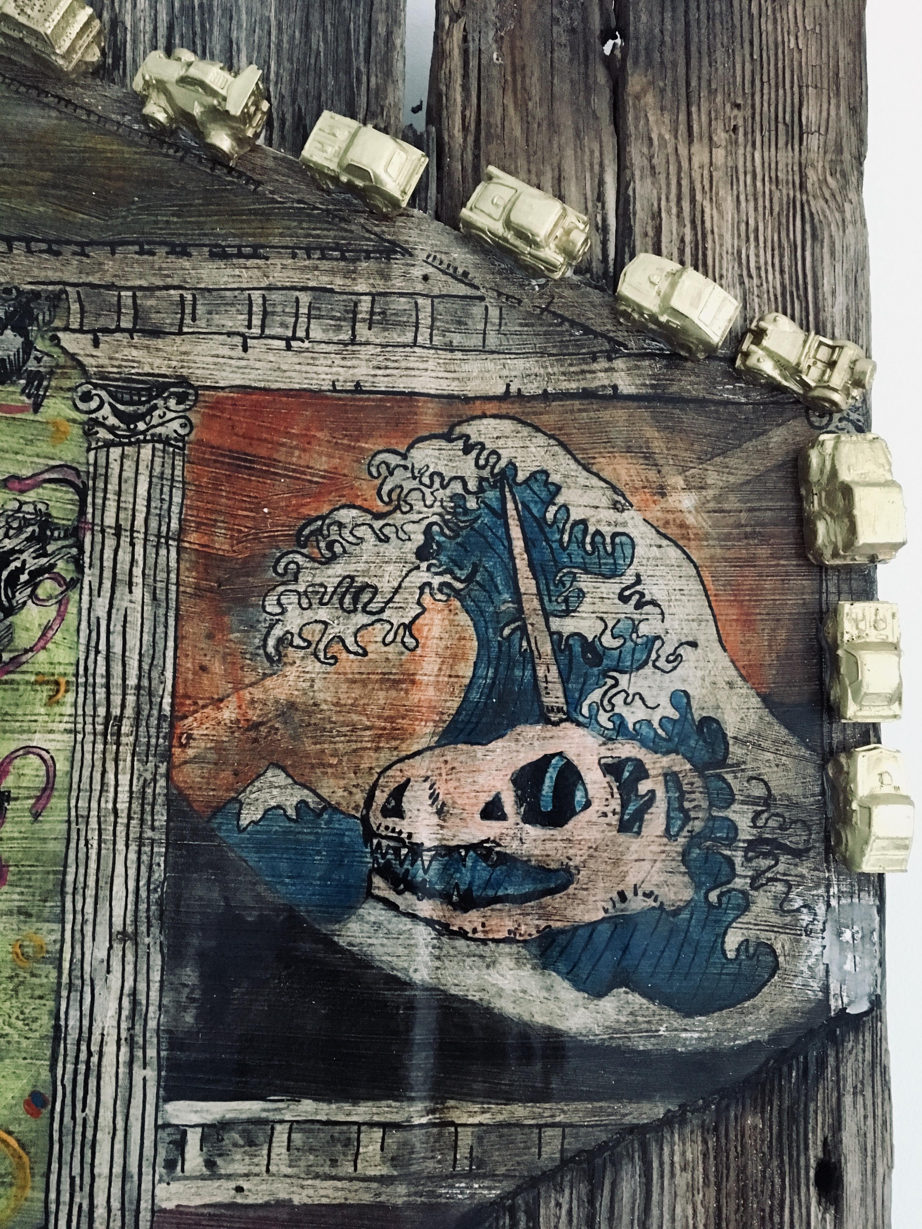Artefacto moderno Puerta de granero con figuras y animales: 'Nacimiento de Rhomulus & Rhemus' en venta 1