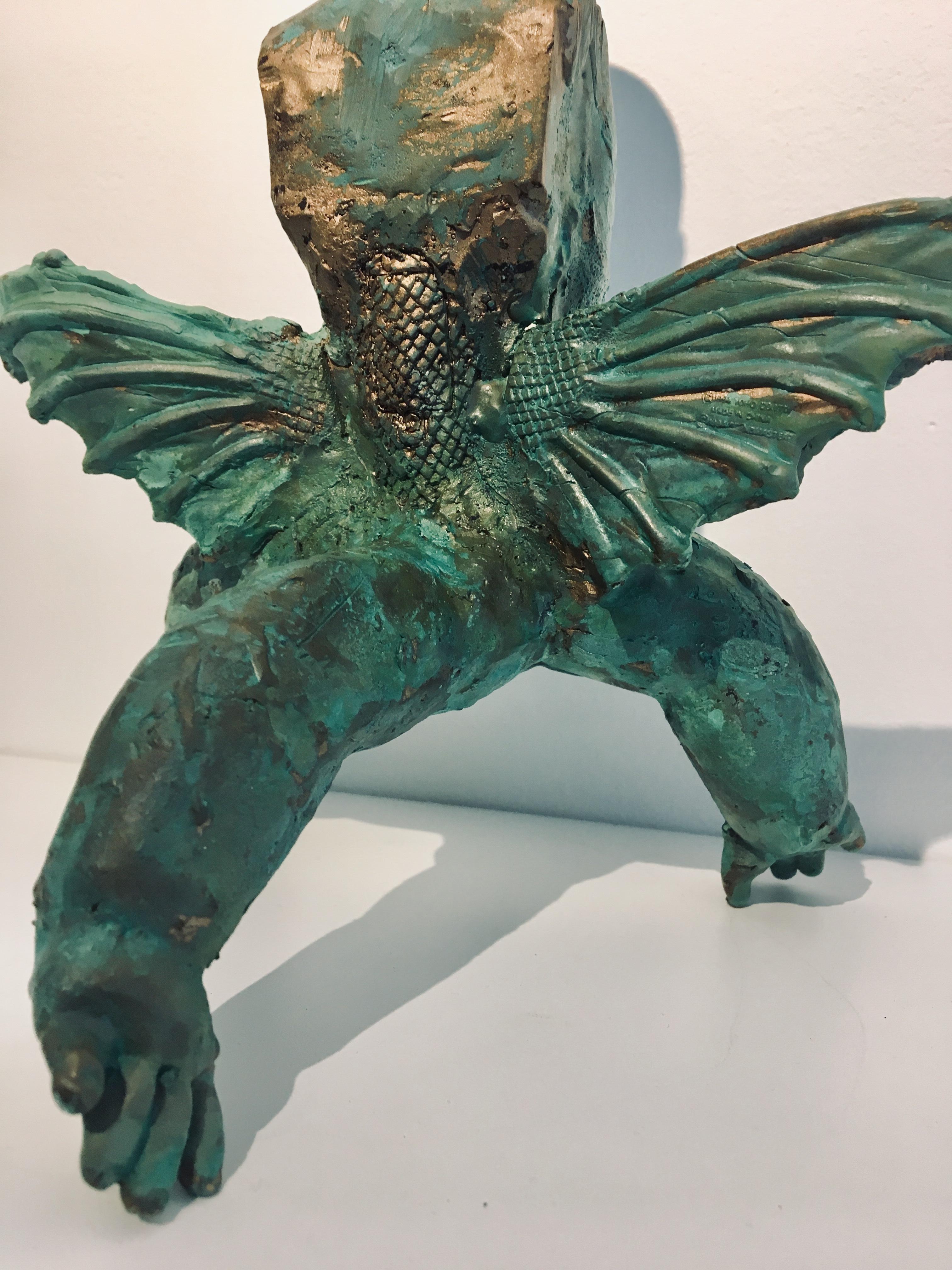 Modern Bronze Relic Sculpture of figure with 3 legs: 'Rhoman Fertility Goddess' For Sale 5
