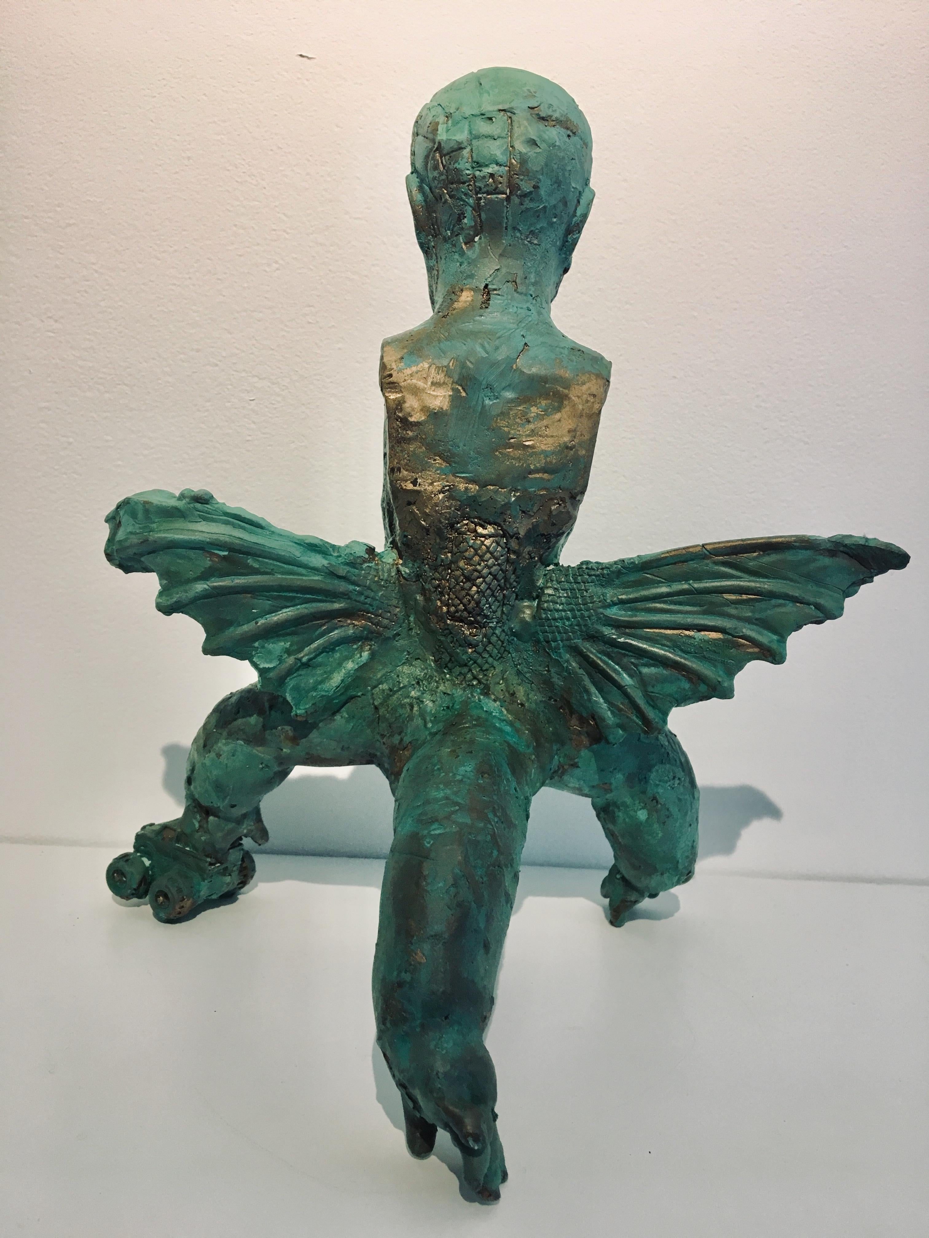 Modern Bronze Relic Sculpture of figure with 3 legs: 'Rhoman Fertility Goddess' For Sale 3