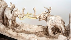 Tusk Sculpture: 'Fighting Mammoths Carved Mammoth Tusk'