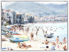 "Sunbathers of Cefalu" Beachy Photograph with Brightly Colored Figures