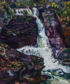 Lower Falls Trail, Painting, Oil on Wood Panel