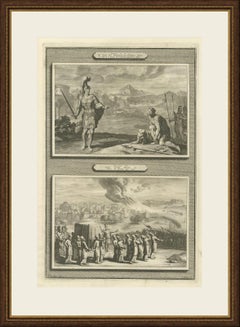 Joshua Meets the Angel and the Fall of Jericho, Mortier Bible circa 1700