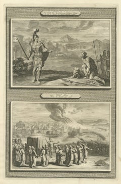 Joshua Meets the Angel and the Fall of Jericho, Mortier Bible circa 1700