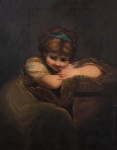 Girl leaning on a pedestal