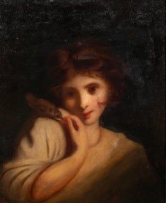 Portrait d'une jeune fille nourrissant un oiseau, 18ème siècle