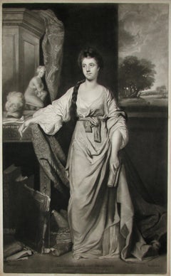 Antique Lady Stanhope, English mezzotint portrait print after Sir Joshua Reynolds, c1780