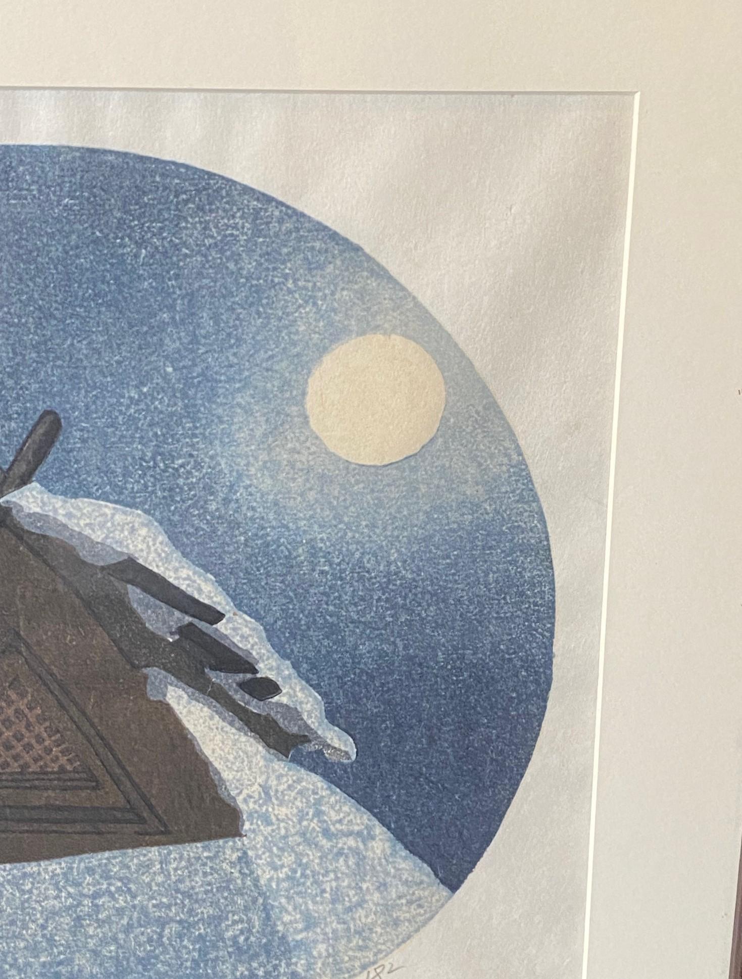 Late 20th Century Joshua Rome Signed Limited Ed. Japanese Woodblock Print Tsukiyo Moonlit Night For Sale