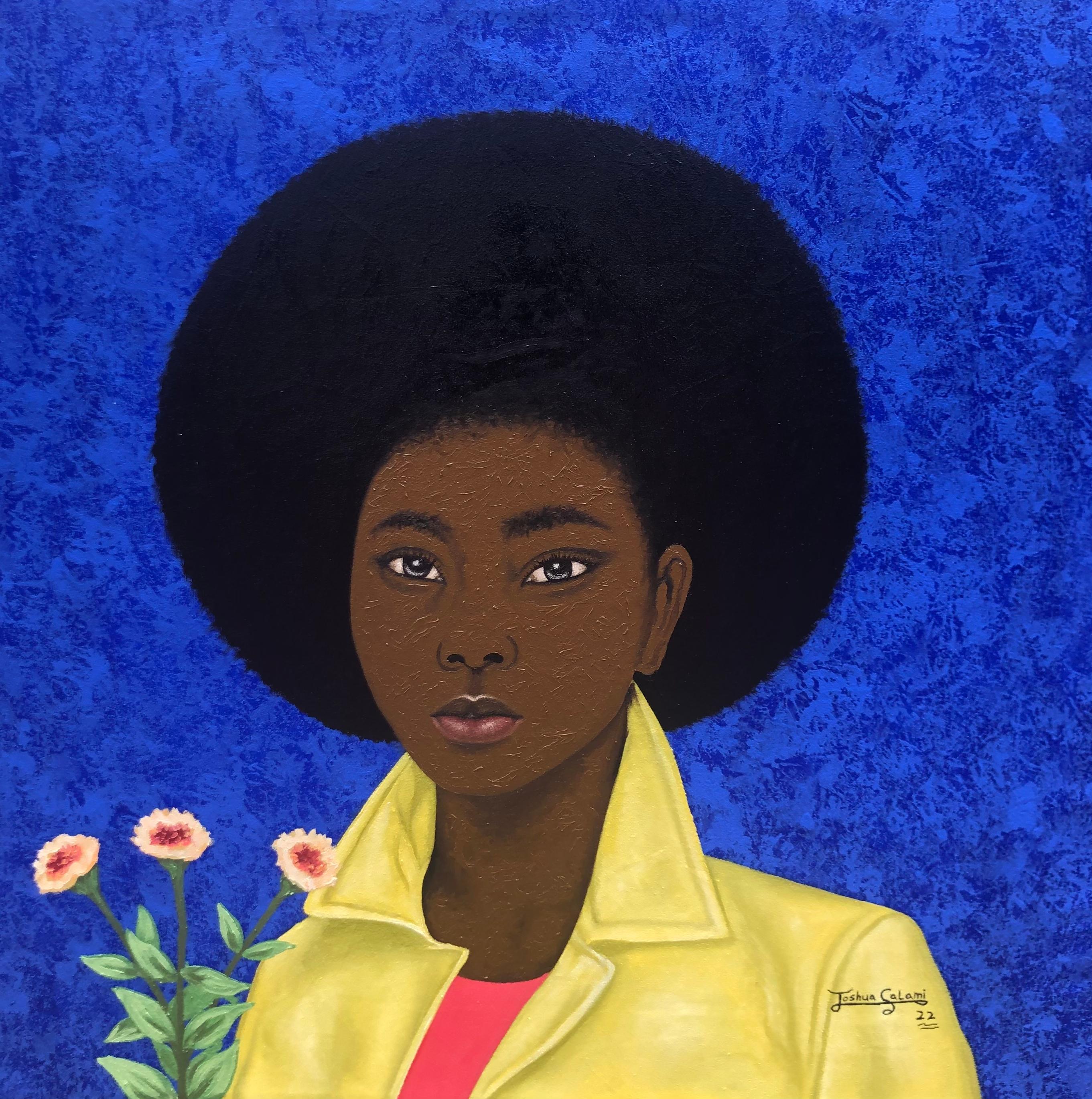 Joshua Salami Portrait Painting – Afrolicious  2 - Zeitgenössische Malerei des 21. Jahrhunderts, Frau mit puffigem Haar