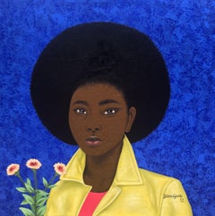 Afrolicious  2 - Siglo XXI, pintura contemporánea de mujer con el pelo alborotado