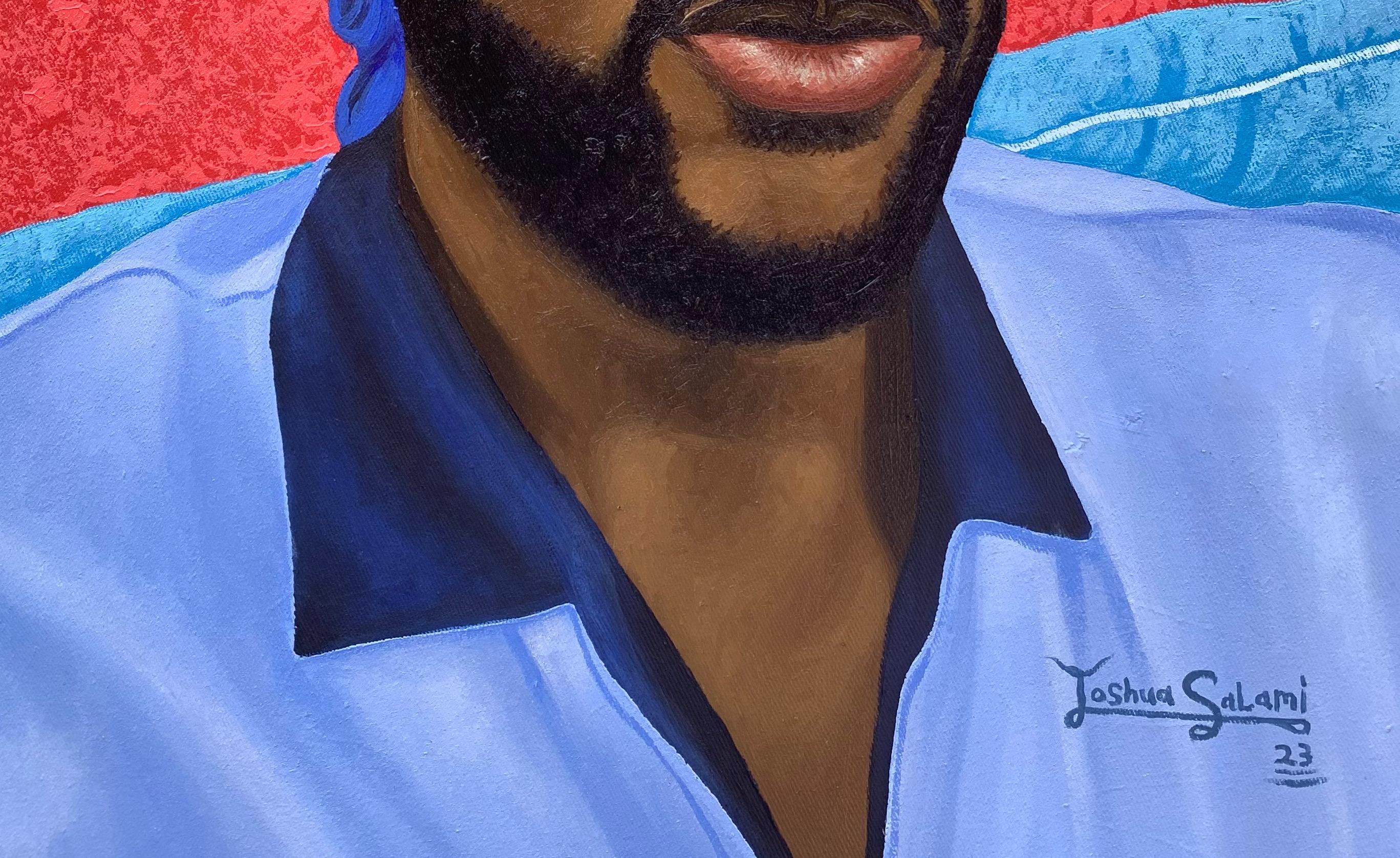 Sempre pieno di carineria - 21° secolo, Contemporaneo, Figurativo, Ritratto, Uomo - Figurative Painting Rosa di Joshua Salami