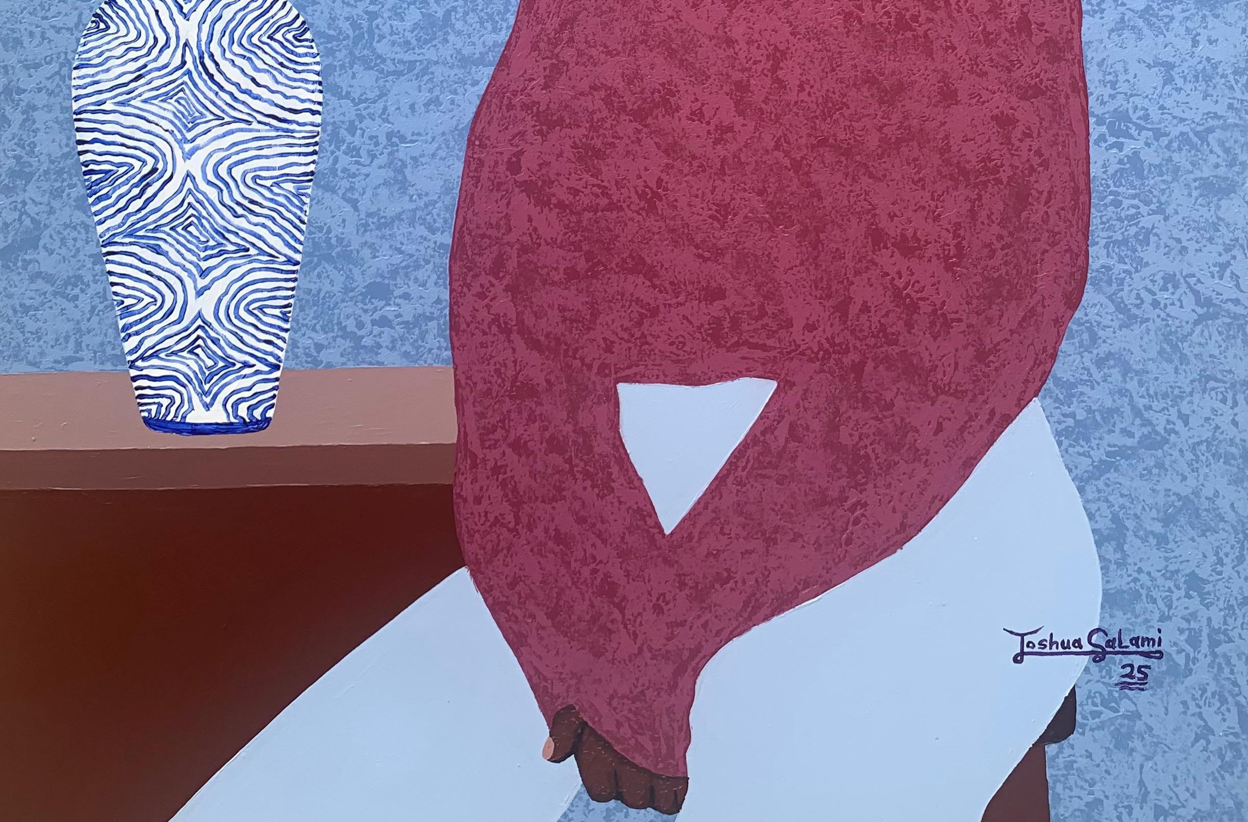 Anyways Life is Great - 21. Jahrhundert, Zeitgenössisch, Figurativ, Floral, Modern (Blau), Figurative Painting, von Joshua Salami