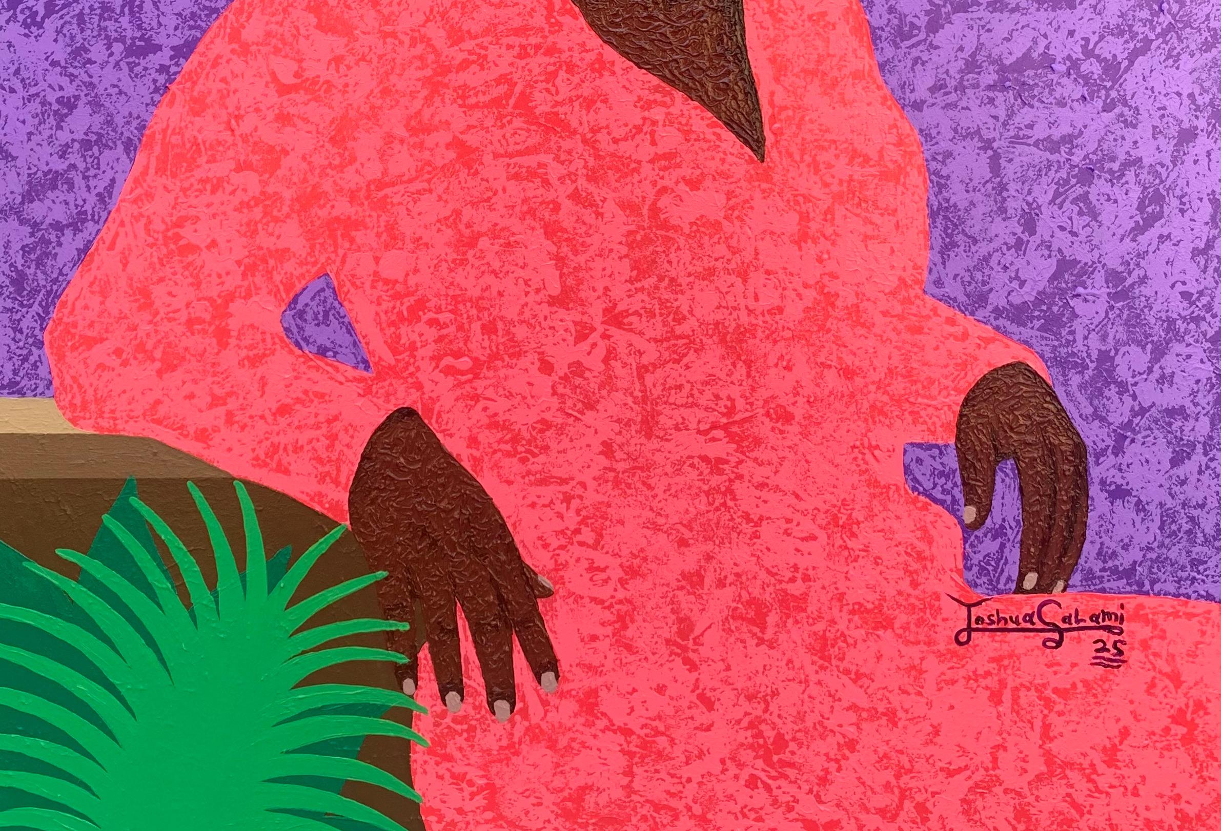 Schönheit in Schwarz - 21. Jahrhundert, Zeitgenössisch, Figurativ, Porträt, Modern (Pink), Portrait Painting, von Joshua Salami