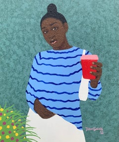 Manga Azul 1 - Siglo XXI, Contemporáneo, Retrato Figurativo, Moderno, Mujer